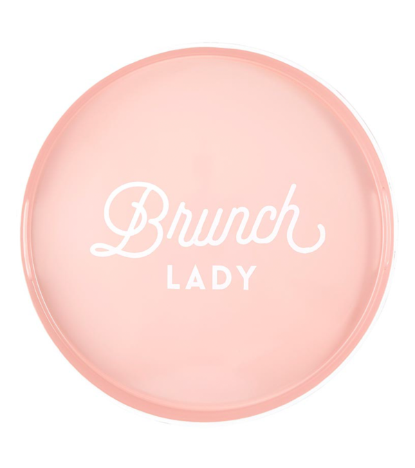 brunch lady pink serving tray