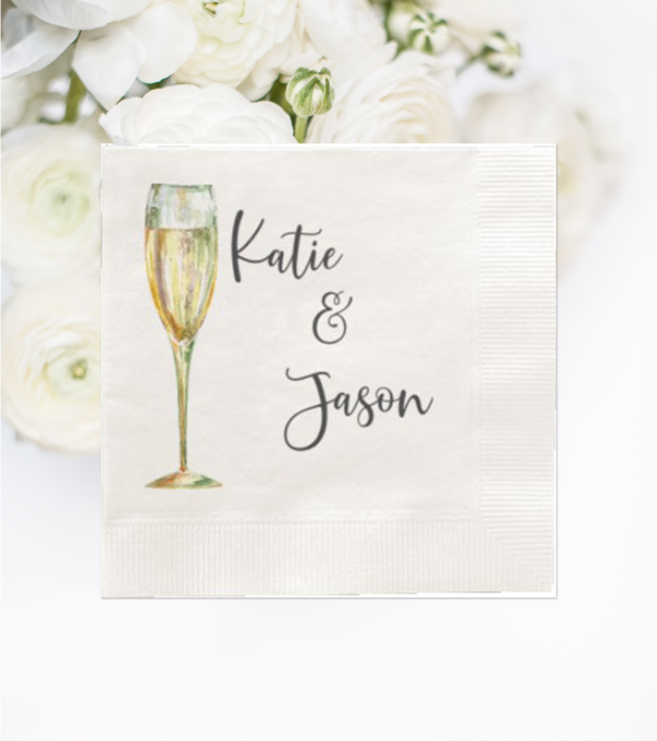 champagne glass cocktail napkins personalized