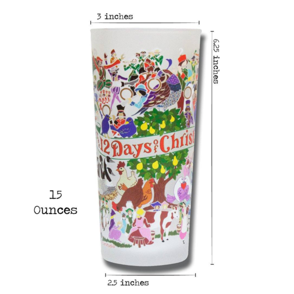 12 Days of Christmas Drinking Glass 15 oz