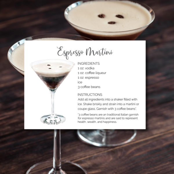 espresso martini recipe card