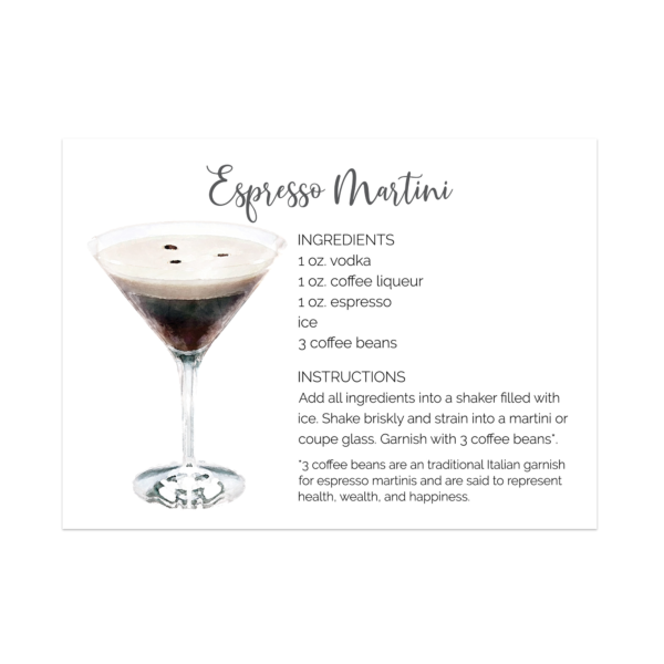 espresso martini recipe card