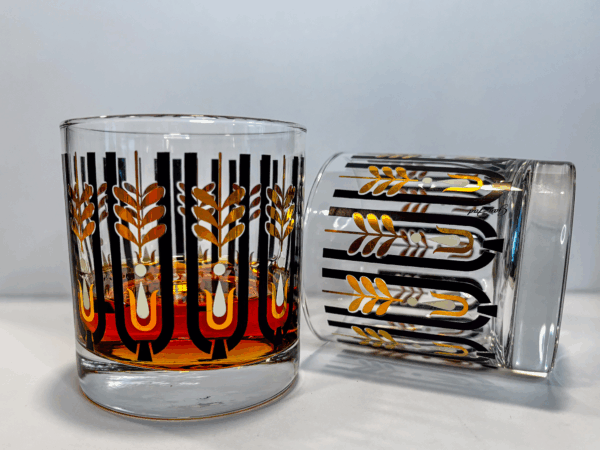 black and gold rocks glass