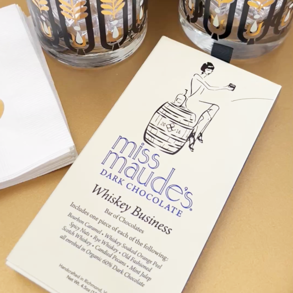 chocolate bar with whiskey cocktail filling